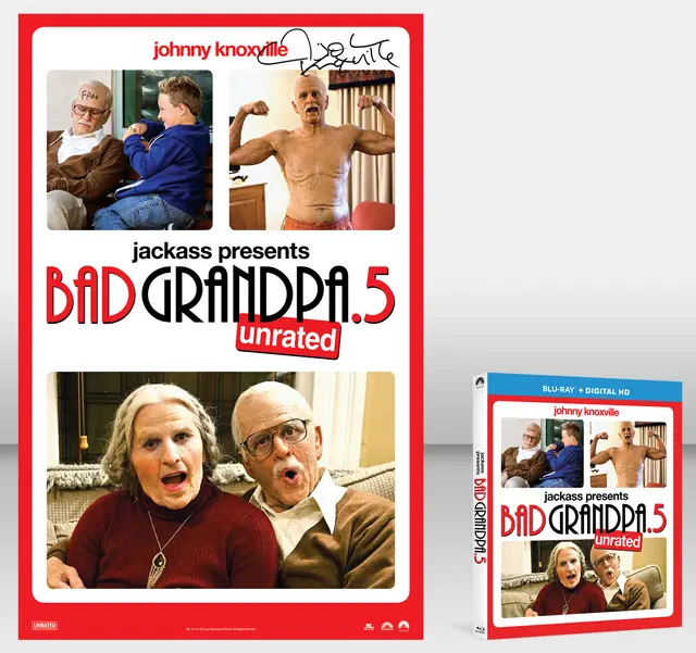 Win Bad Grandpa 5 Blu Ray Combo With Johnny Knoxville Autographed Mini Poster 1192