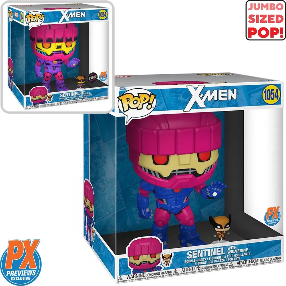 X-Men Sentinel With Wolverine Jumbo Funko Pop Pre-Order with Black-Light Chase